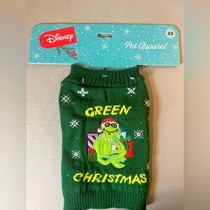 Disney Kermit The Frog Green Christmas Pet Sweater XS